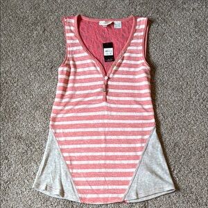 Striped Pink and Gray Women's Top